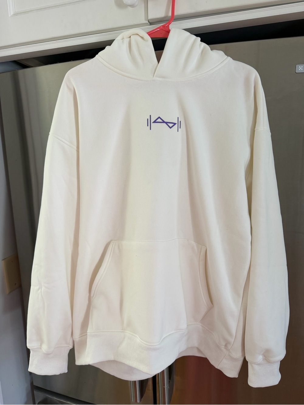 Women’s Cream Workout Hoodie size L “Physically Strong Mentally Stronger”